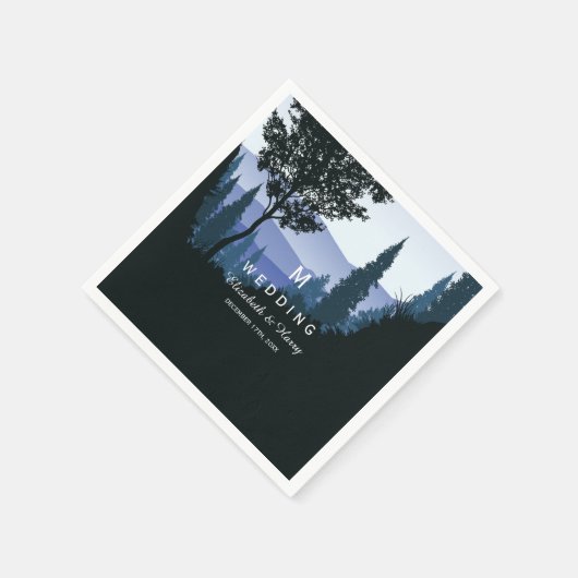 Blauwald, rustikale Hochzeit Serviette (Ecke)