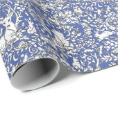 Blauwald-Tiermuster Hirsch-Hasen Geschenkpapier (Rolleneckpunkt)