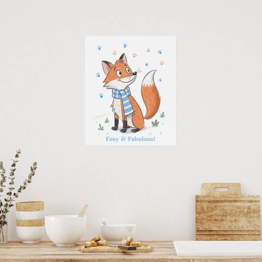 Blauwaldfisch-Fox-Wildtier Poster (Küche)