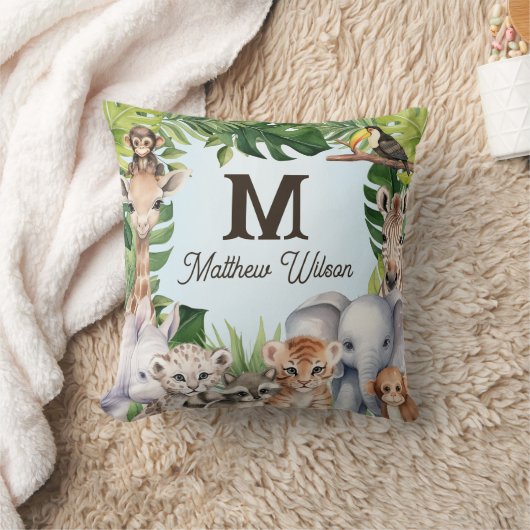 Blauwaldtiere personalisierter Name des Säuglings Kissen (Decke)