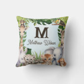 Blauwaldtiere personalisierter Name des Säuglings Kissen (Rückseite)