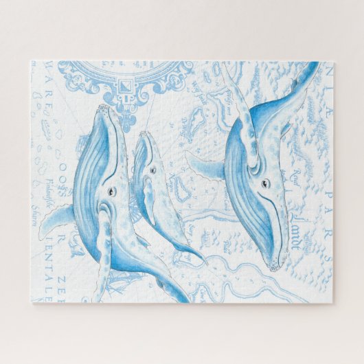 Blauwale, Familienweiß Puzzle (Horizontal)