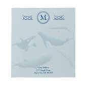 Blauwale mit Monogramm Notizblock (Vorderseite)