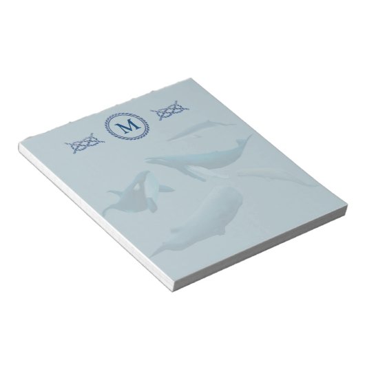 Blauwale mit Monogramm Notizblock (angewinkelt)