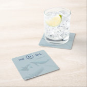 Blauwale mit Monogramm Rechteckiger Pappuntersetzer (Vor Ort)