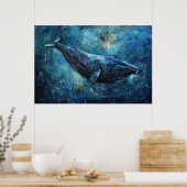 Blauwale schwimmen im Meer Poster (Küche)