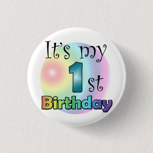Blauwe Es ist mein 1. Geburtstag Button (Vorderseite)