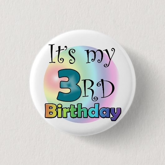 Blauwe Es ist mein 3. Geburtstag Button (Vorderseite)