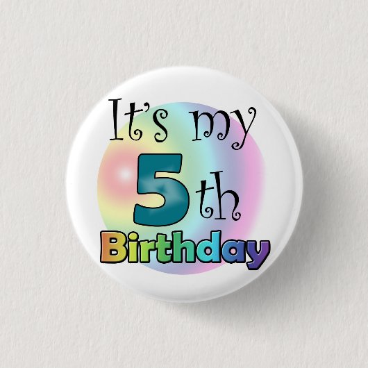 Blauwe Es ist mein 5. Geburtstag Button (Vorderseite)
