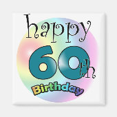 Blauwe Happy 60. Geburtstag Magnet (Vorne)