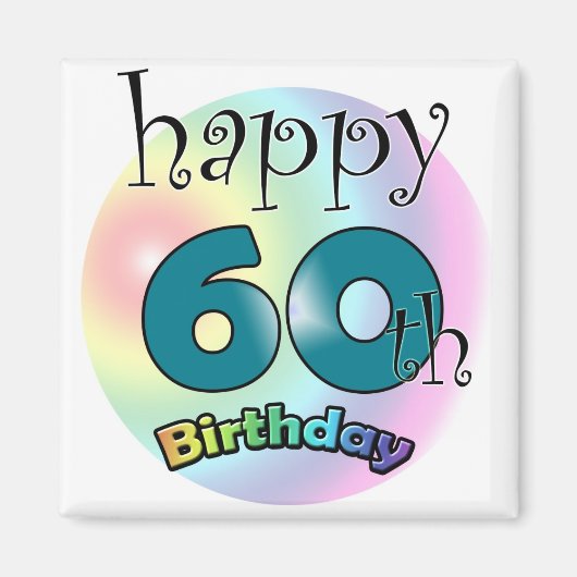 Blauwe Happy 60. Geburtstag Magnet (Vorne)