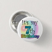 Blauwe It's my 7th Birthday Button (Vorne & Hinten)