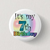 Blauwe It's my 7th Birthday Button (Vorderseite)