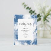 Blauweiß Abstrakt Moderne Pinselstriche Einladung (Stehend Vorderseite)