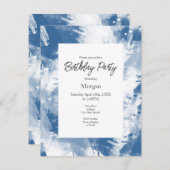 Blauweiß Abstrakt Moderne Pinselstriche Einladung (Vorne/Hinten)