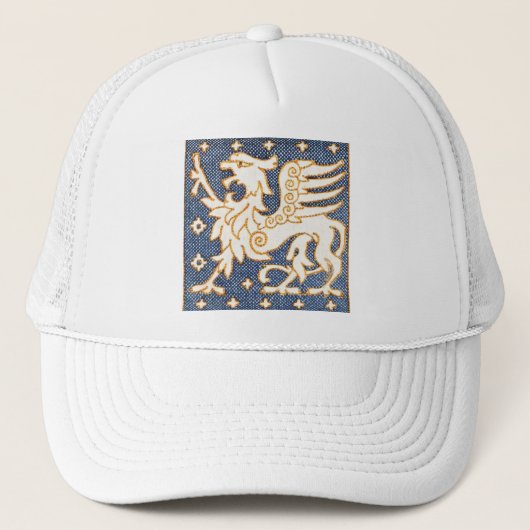 BLAUWEISS GOLD FANTASY GRIFFINS TRUCKERKAPPE (Vorderseite)