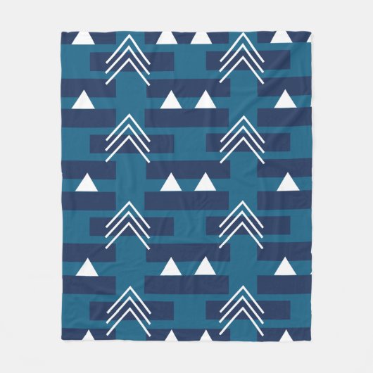 Blauweiß Moderne Geometrie Fleecedecke (Vorderseite)