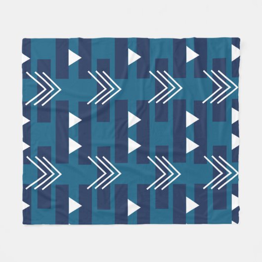 Blauweiß Moderne Geometrie Fleecedecke (Vorderseite (Horizontal))