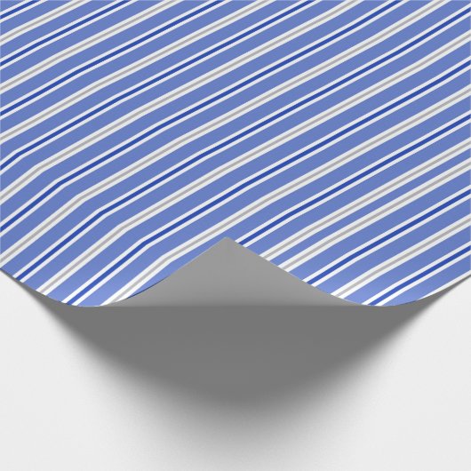 Blauweiß und Silberstreifen Geschenkpapier (Ecke)
