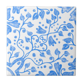 Blauweiß Vintag Original Original Wasserfarbe Fliese