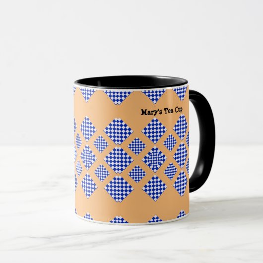 Blauweißbeige Karton Tasse (VorderseiteRechts)