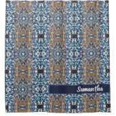 Blauweißbraune Loft-Keramik Duschvorhang (Vorderseite)