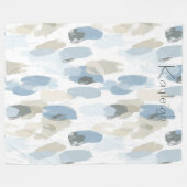 Blauweißcreme Abstrakt Fleecedecke (Vorderseite (Horizontal))
