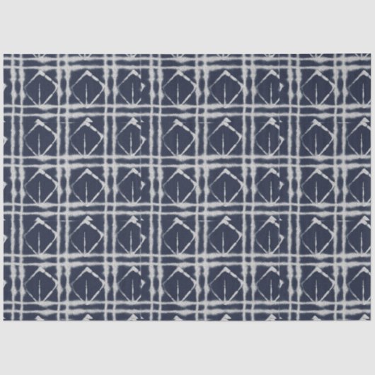 Blauweiße Abstrakte Gefärbte Krawatte Traditionell Seidenpapier (Vorderseite)