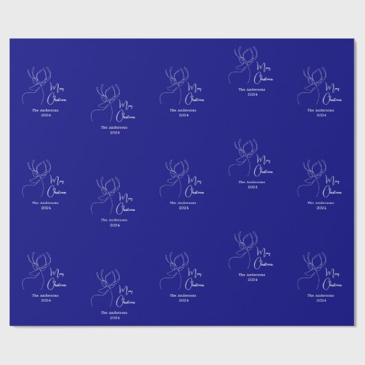 Blauweiße abstrakte Rentiere Moderne Weihnachten Geschenkpapier (Flach)