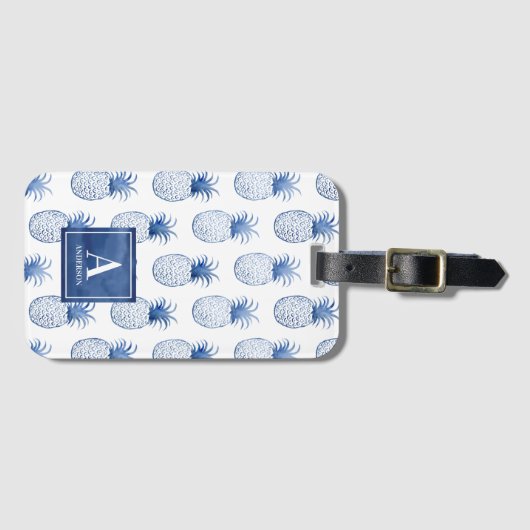 Blauweiße Ananas Gepäckanhänger (Vorderseite (Horizontal))