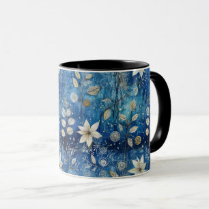 Blauweiße Blume Blumenmuster Nahtloses Muster Tasse