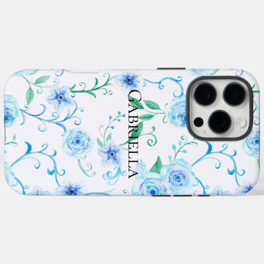 Blauweiße Blume Case-Mate iPhone Hülle (Rückseite (Horizontal))