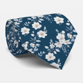 Blauweiße Blume Hochzeit Trauzeugen Groom Krawatte (Gerollt)