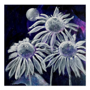 Blauweiße Blume Poster