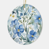 Blauweiße Blume Wasserfarben Chic Keramik Ornament (Links)