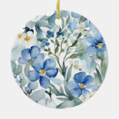Blauweiße Blume Wasserfarben Chic Keramik Ornament (Hinten)