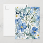 Blauweiße Blume Wasserfarben Chic Postkarte (Vorne/Hinten)