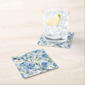 Blauweiße Blume Wasserfarben Chic Rechteckiger Pappuntersetzer (Vor Ort)