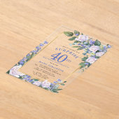 Blauweiße Blüte 40. Geburtstagsüberraschung Party Acryleinladungen (Ablage )