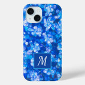 Blauweiße Blüten Moderne Blume Monogram Custom Case-Mate iPhone Hülle (Rückseite)