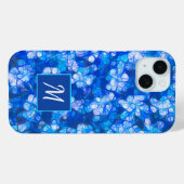 Blauweiße Blüten Moderne Blume Monogram Custom Case-Mate iPhone Hülle (Rückseite (Horizontal))