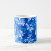 Blauweiße Blüten Moderne Blume Monogram Custom Kaffeetasse (Mittel)