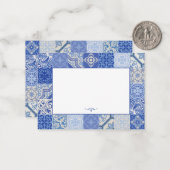 Blauweiße Ethnic Boho Mittelmeer Tiles Mitteilungskarte (Vorderseite/Rückseite Beispiel)