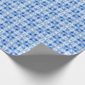 Blauweiße Fliese, Aquarellmuster. Geschenkpapier (Ecke)