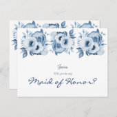 Blauweiße Flora ist meine Trauzeugin Postkarte (Vorne/Hinten)