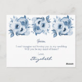 Blauweiße Flora ist meine Trauzeugin Postkarte (Rückseite)