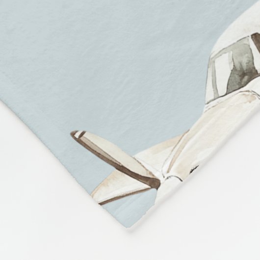 Blauweiße Flugzeuge Fleecedecke (Ecke)