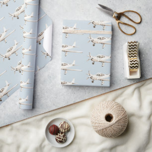 Blauweiße Flugzeuge Geschenkpapier