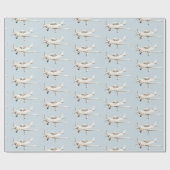 Blauweiße Flugzeuge Geschenkpapier (Flach)