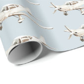 Blauweiße Flugzeuge Geschenkpapier (Rolleneckpunkt)